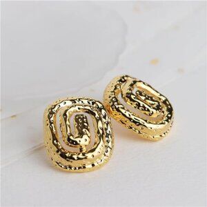 ✨ Chunky Tribal Spiral Stud Earrings | 14K Gold Plated Boho Statement Jewelry ✨